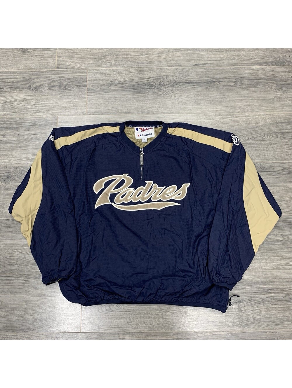 Vintage Majestic San Diego Padres Dugout Jacket XL Rare Men’s Quarter Zip Navy